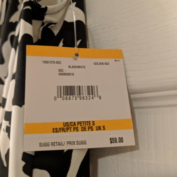 black & white abstract business formal blouse - Picture 3 of 3